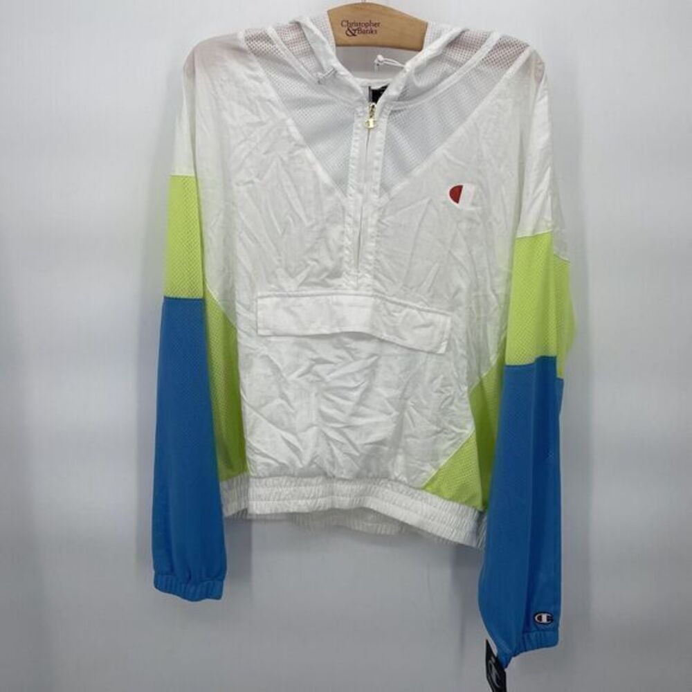 NWT 90s Style Champion Quarter Zip‎ Windbreaker Pullover Jacket Size XL #6G